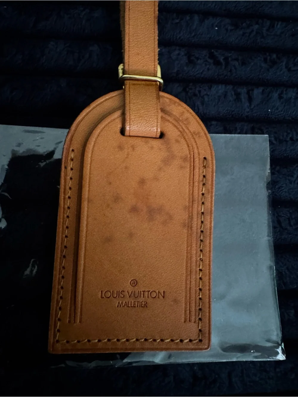 Louis Vuitton Brown Leather Luggage Tag with Strap